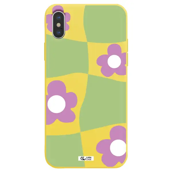 Five Petal Purple Flower Apple iPhone XS Silicone canary yellow Case
