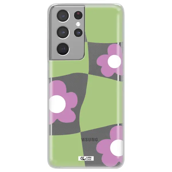 Five Petal Purple Flower Samsung S21 Ultra Clear TPU Case