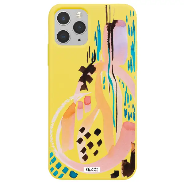 Watercolor Brush Paint Apple iPhone 11 pro max Silicone canary yellow Case