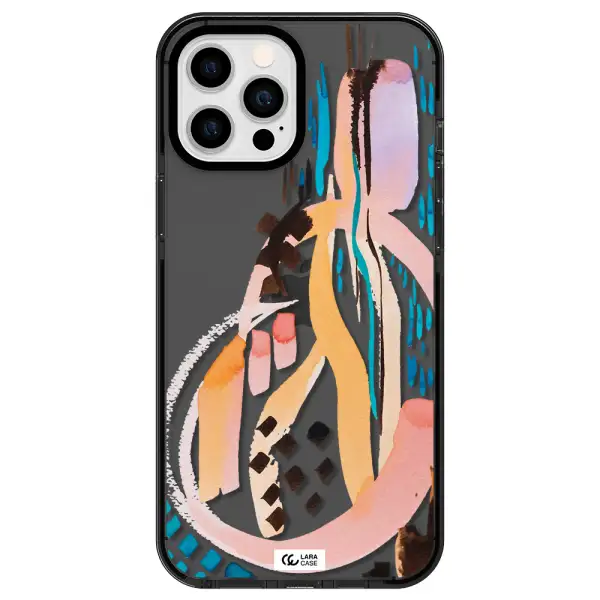 Watercolor Brush Paint Apple iPhone 12 pro max impact Smoke Black Case