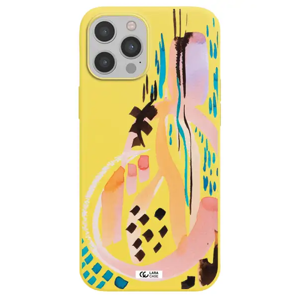 Watercolor Brush Paint Apple iPhone 12 pro max Silicone canary yellow Case