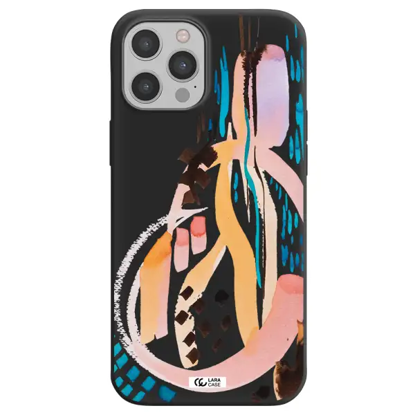 Watercolor Brush Paint Apple iPhone 12 pro Silicone black Case