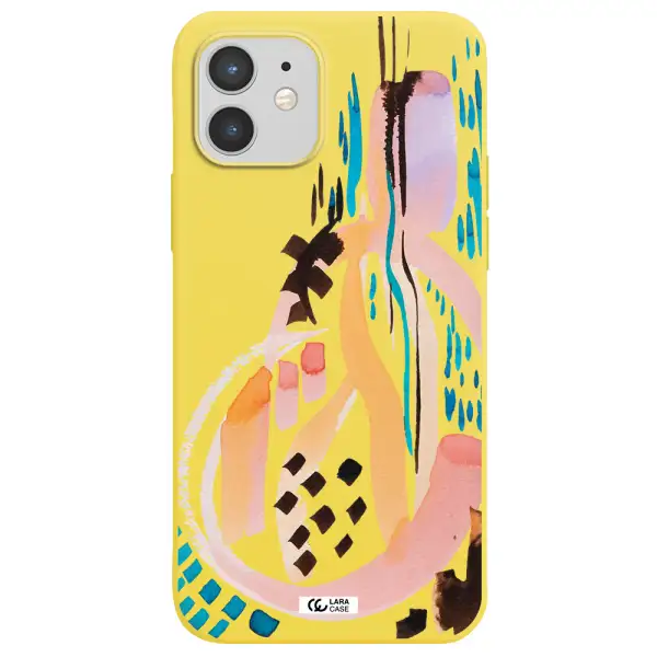 Watercolor Brush Paint Apple iPhone 12 Silicone canary yellow Case