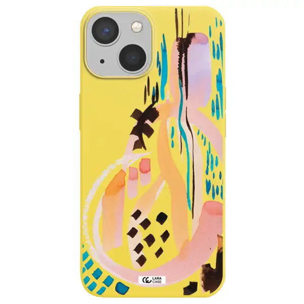 Watercolor Brush Paint Apple iPhone 13 mini Silicone canary yellow Case