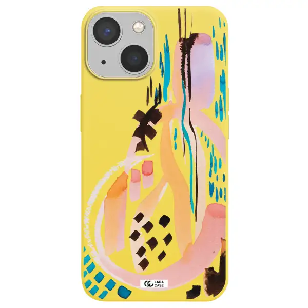 Watercolor Brush Paint Apple iPhone 13 Silicone canary yellow Case
