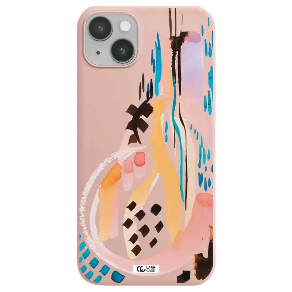 Watercolor Brush Paint Apple iPhone 14 plus Silicone pastel pink Case