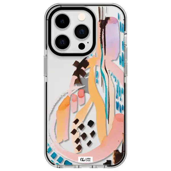 Watercolor Brush Paint Apple iPhone 14 pro impact black border Case