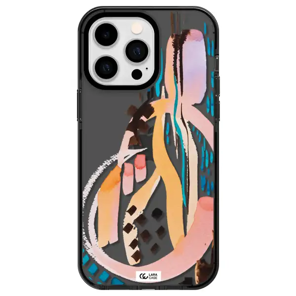 Watercolor Brush Paint Apple iPhone 14 pro max impact Smoke Black Case