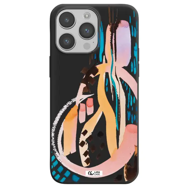 Watercolor Brush Paint Apple iPhone 14 pro max Silicone black Case
