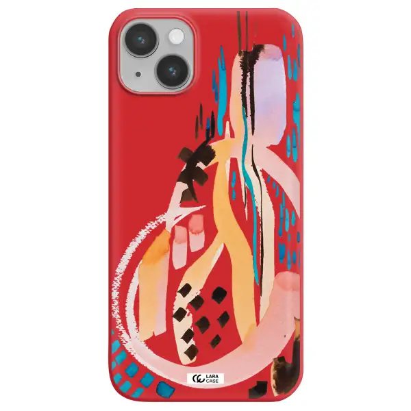 Watercolor Brush Paint Apple iPhone 14 Silicone Imperial Red Case