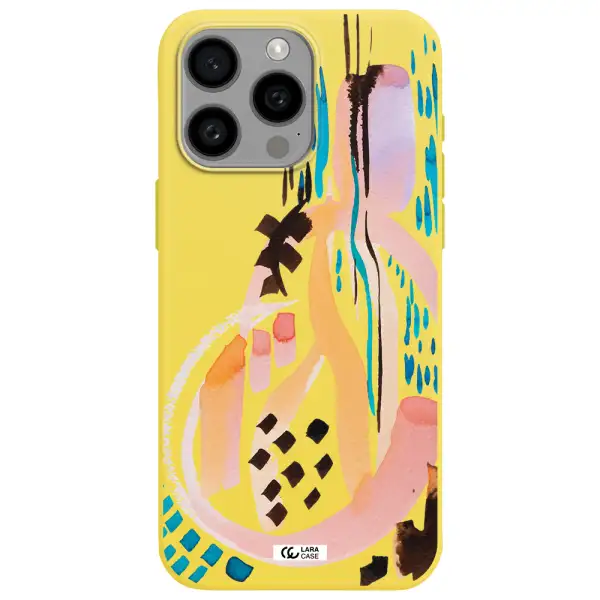 Watercolor Brush Paint Apple Iphone 15 Pro max Silicone canary yellow Case