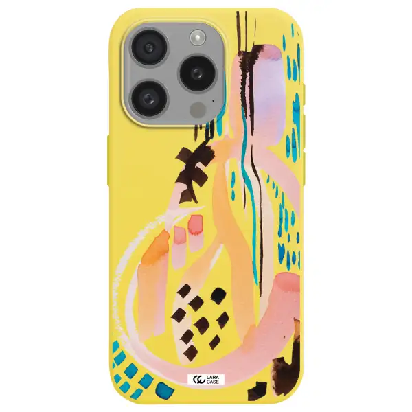 Watercolor Brush Paint Apple Iphone 15 Pro Silicone Canary Yellow Case