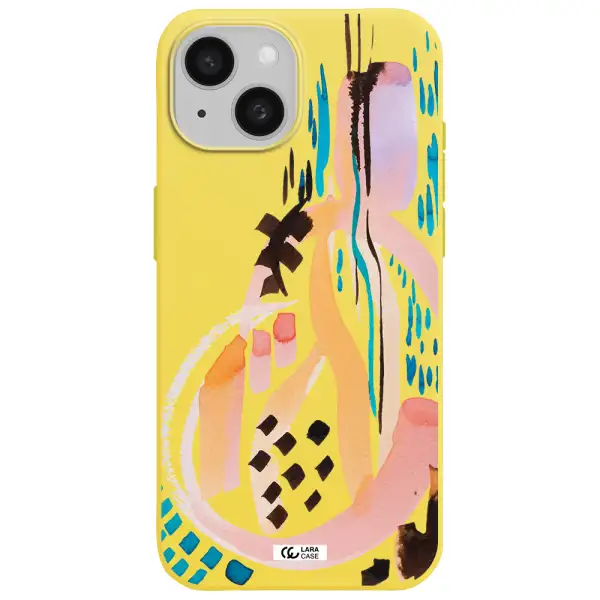 Watercolor Brush Paint Apple iPhone 15 Silicone canary yellow Case