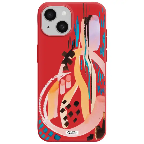Watercolor Brush Paint Apple Iphone 15 Silicone Imperial Red Case