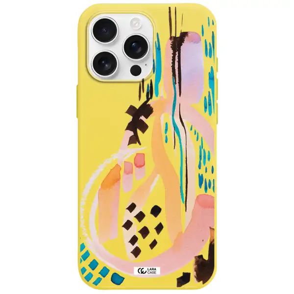 Watercolor Brush Paint Apple Iphone 16 Pro Max Silicone Canary Yellow Case