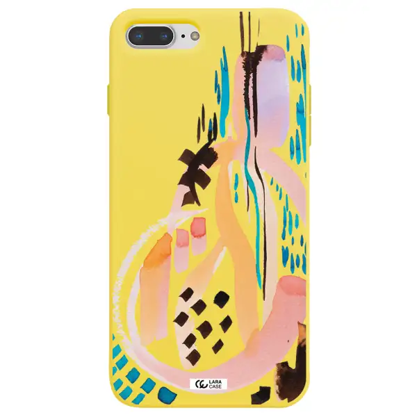 Watercolor Brush Paint Apple iPhone 7 plus Silicone canary yellow Case