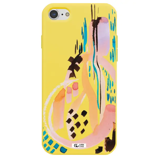 Watercolor Brush Paint Apple iPhone 8 Silicone canary yellow Case