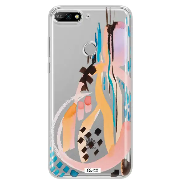 Watercolor Brush Paint Huawei Y7 2018 Clear TPU Case