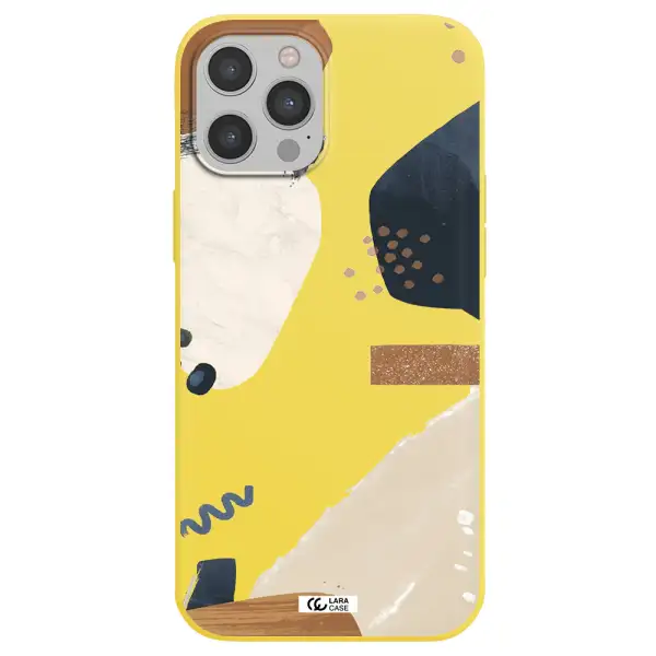Abstract Design Apple iPhone 12 pro max Silicone canary yellow Case