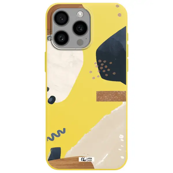 Abstract Design Apple Iphone 15 Pro max Silicone canary yellow Case