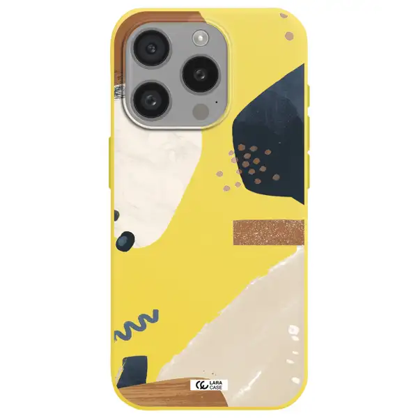 Abstract Design Apple Iphone 15 Pro Silicone Canary Yellow Case