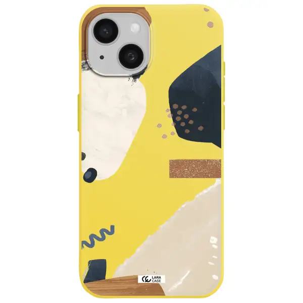 Abstract Design Apple iPhone 15 Silicone canary yellow Case