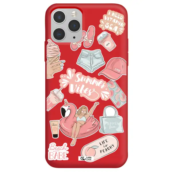Summer Vibes Sticker Apple iPhone 11 pro Silicone Imperial Red Case