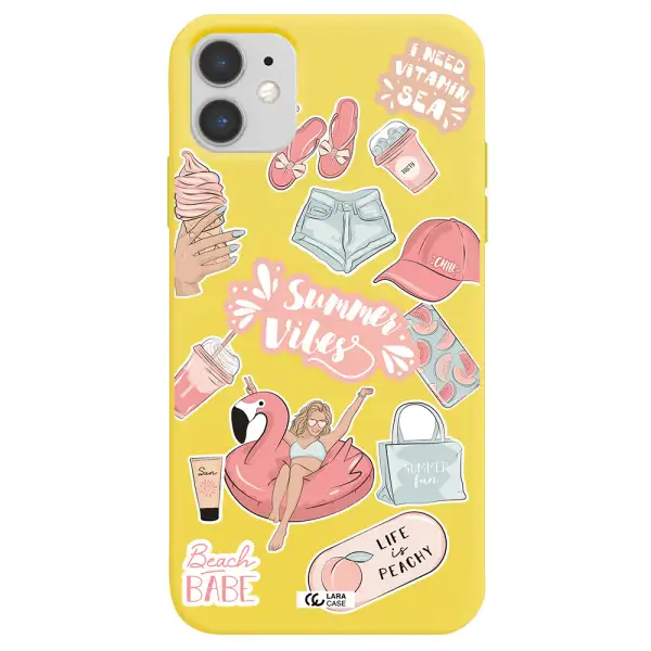 Summer Vibes Sticker Apple iPhone 11 Silicone canary yellow Case