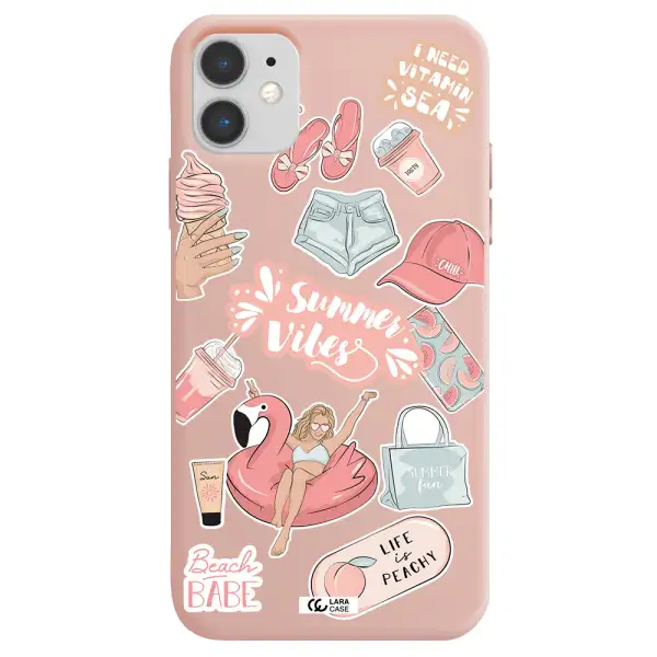 Summer Vibes Sticker Apple iPhone 11 Silicone pastel pink Case