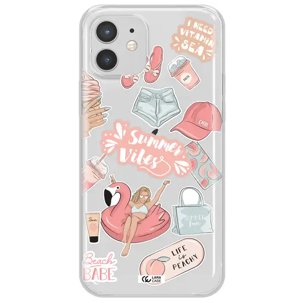 Summer Vibes Sticker Apple iPhone 12 Clear TPU Case