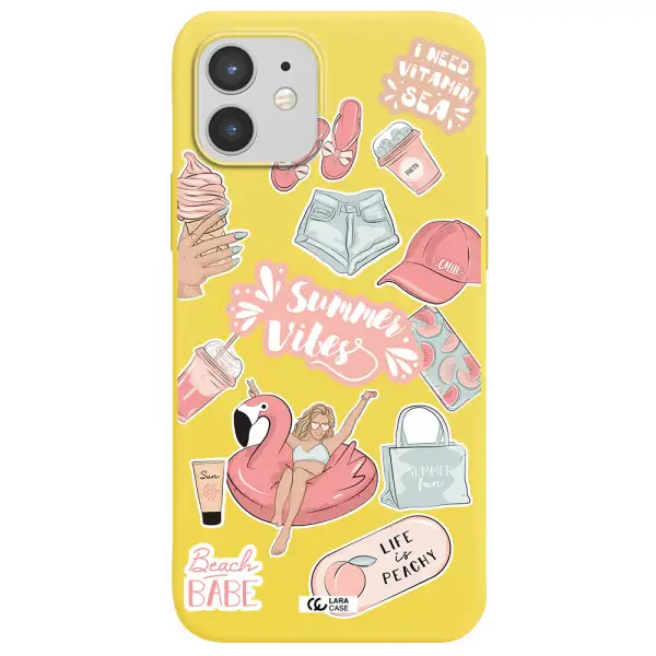 Summer Vibes Sticker Apple iPhone 12 mini Silicone canary yellow Case