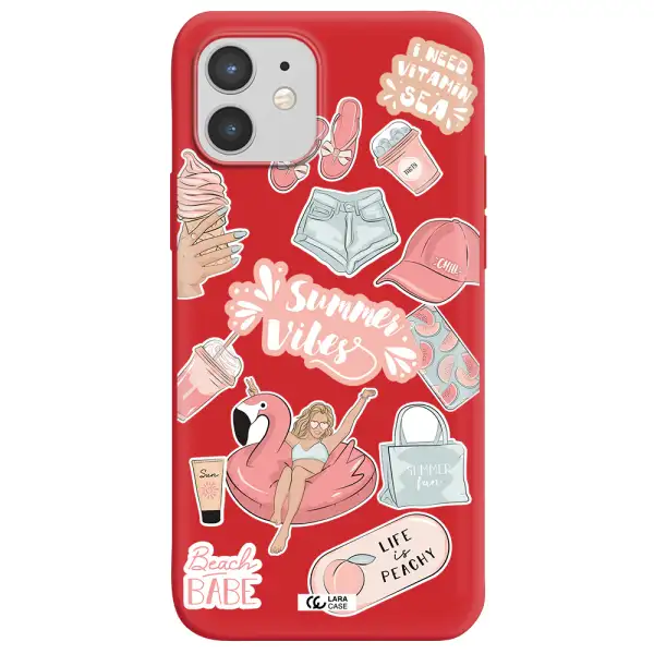 Summer Vibes Sticker Apple iPhone 12 mini Silicone Imperial Red Case