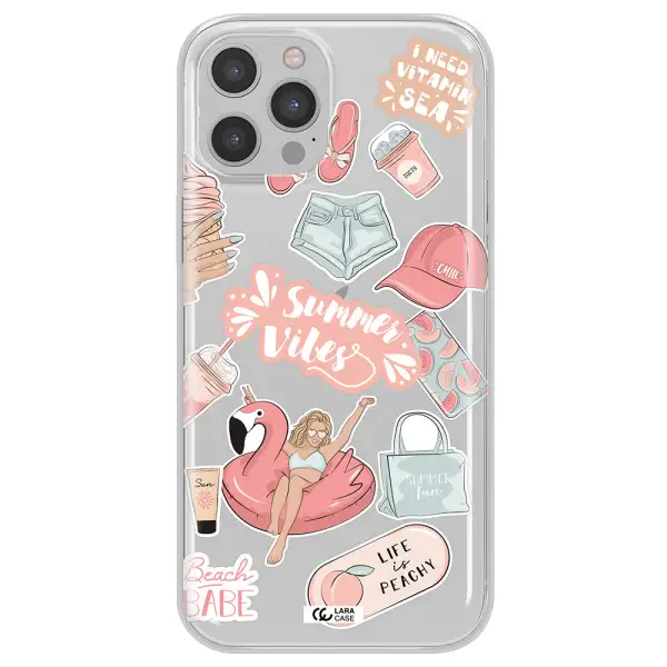 Summer Vibes Sticker Apple iPhone 12 pro Clear TPU Case