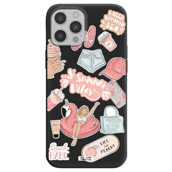 Summer Vibes Sticker Apple iPhone 12 pro max Silicone black Case