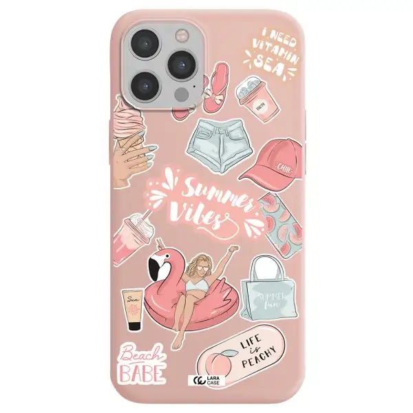 Summer Vibes Sticker Apple iPhone 12 pro max Silicone pastel pink Case