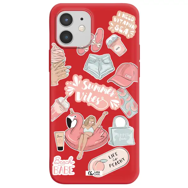 Summer Vibes Sticker Apple iPhone 12 Silicone Imperial Red Case