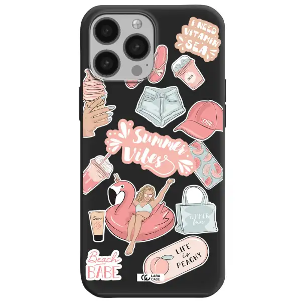 Summer Vibes Sticker Apple iPhone 13 Pro Max Silicone black Case