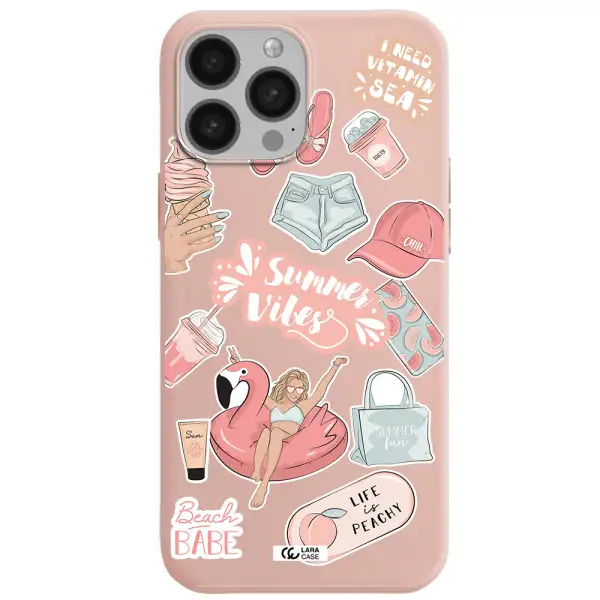Summer Vibes Sticker Apple iPhone 13 Pro Max Silicone pastel pink Case