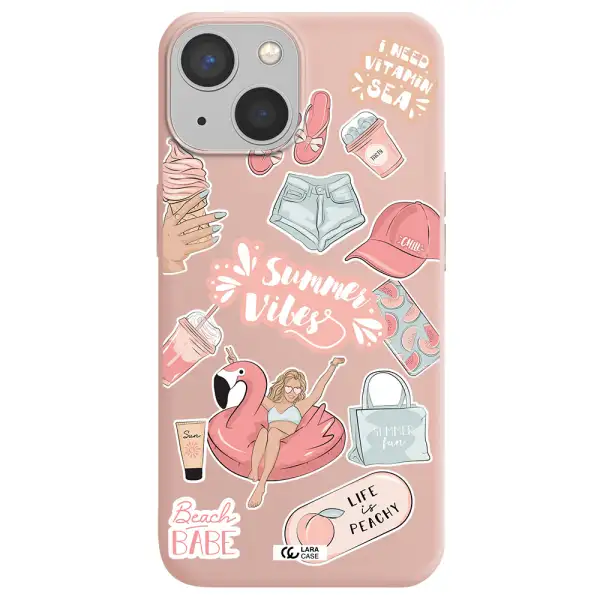 Summer Vibes Sticker Apple iPhone 13 Silicone pastel pink Case