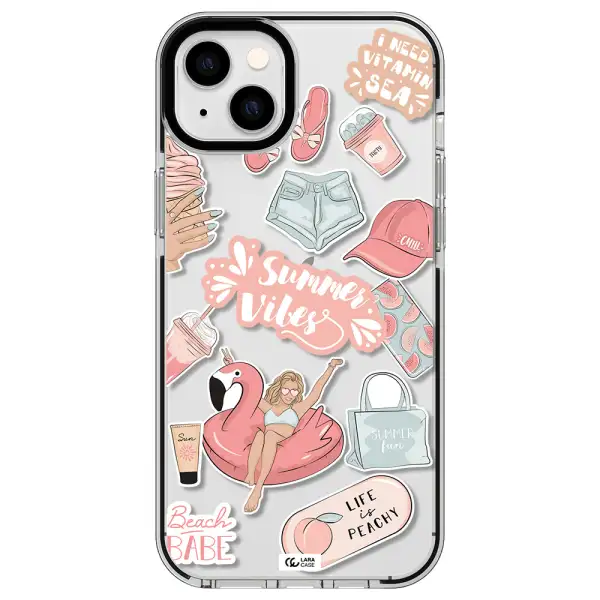 Summer Vibes Sticker Apple iPhone 14 plus impact black border Case