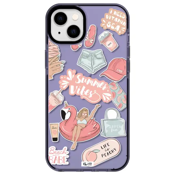 Summer Vibes Sticker Apple iPhone 14 plus impact Lilac Case