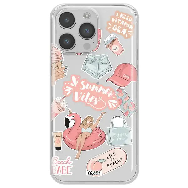 Summer Vibes Sticker Apple iPhone 14 pro Clear TPU Case