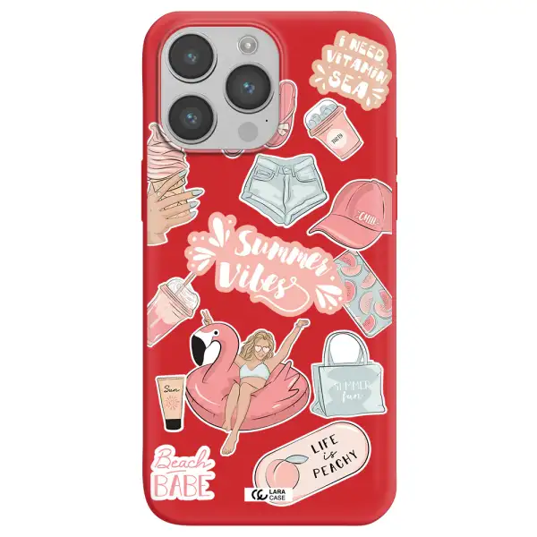 Summer Vibes Sticker Apple iPhone 14 pro Silicone Imperial Red Case