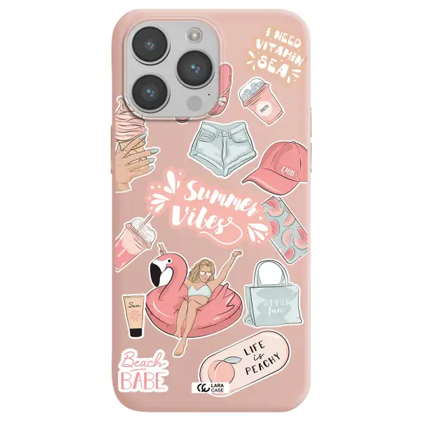 Summer Vibes Sticker Apple iPhone 14 pro Silicone pastel pink Case