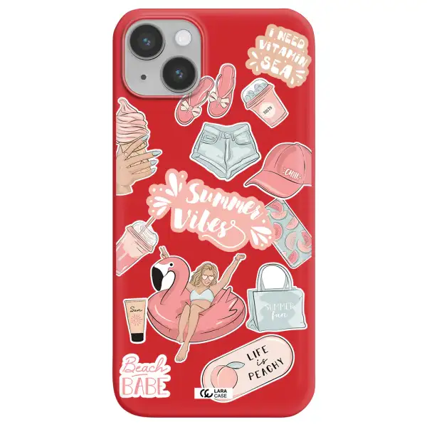 Summer Vibes Sticker Apple iPhone 14 Silicone Imperial Red Case