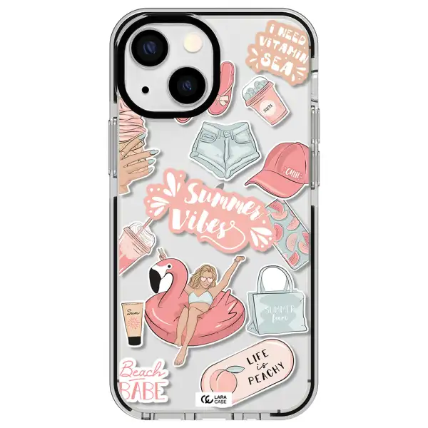 Summer Vibes Sticker Apple iPhone 15 impact black border Case