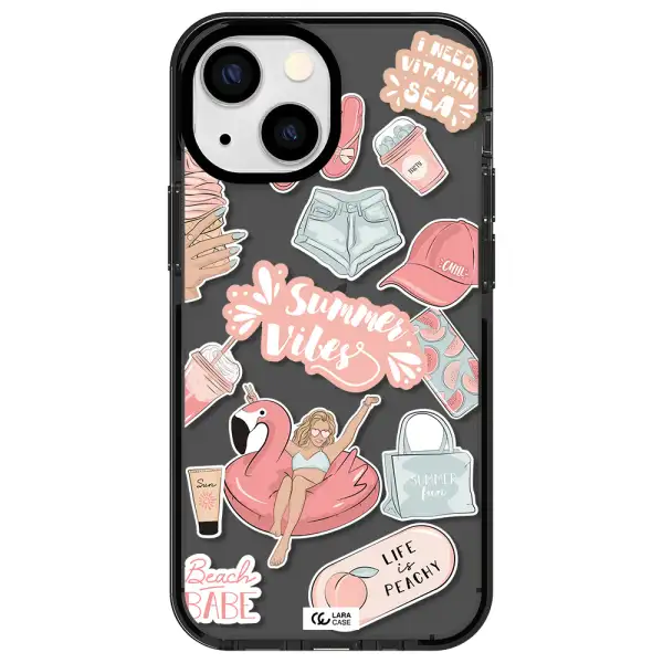 Summer Vibes Sticker Apple iPhone 15 impact Smoke Black Case