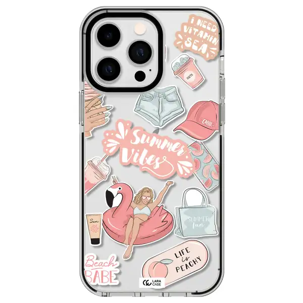 Summer Vibes Sticker Apple iPhone 15 Pro Max impact black border Case