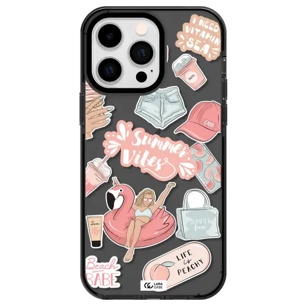 Summer Vibes Sticker Apple iPhone 15 Pro Max impact Smoke Black Case