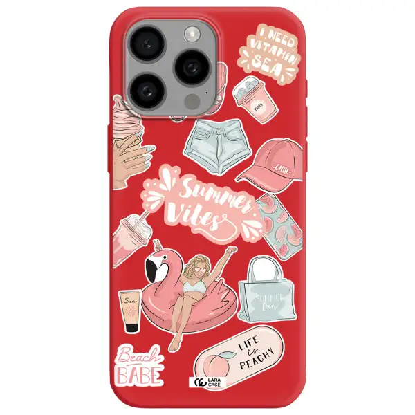 Summer Vibes Sticker Apple Iphone 15 Pro Max Silicone Imperial Red Case